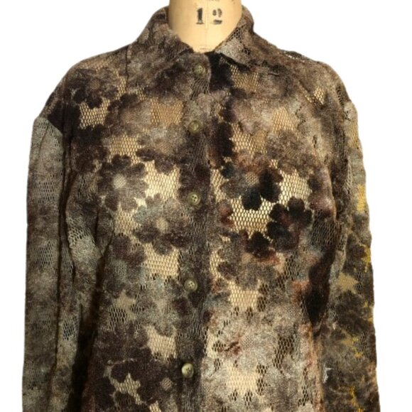 Vintage 90s lace crochet button up shirt top - Picture 14 of 16